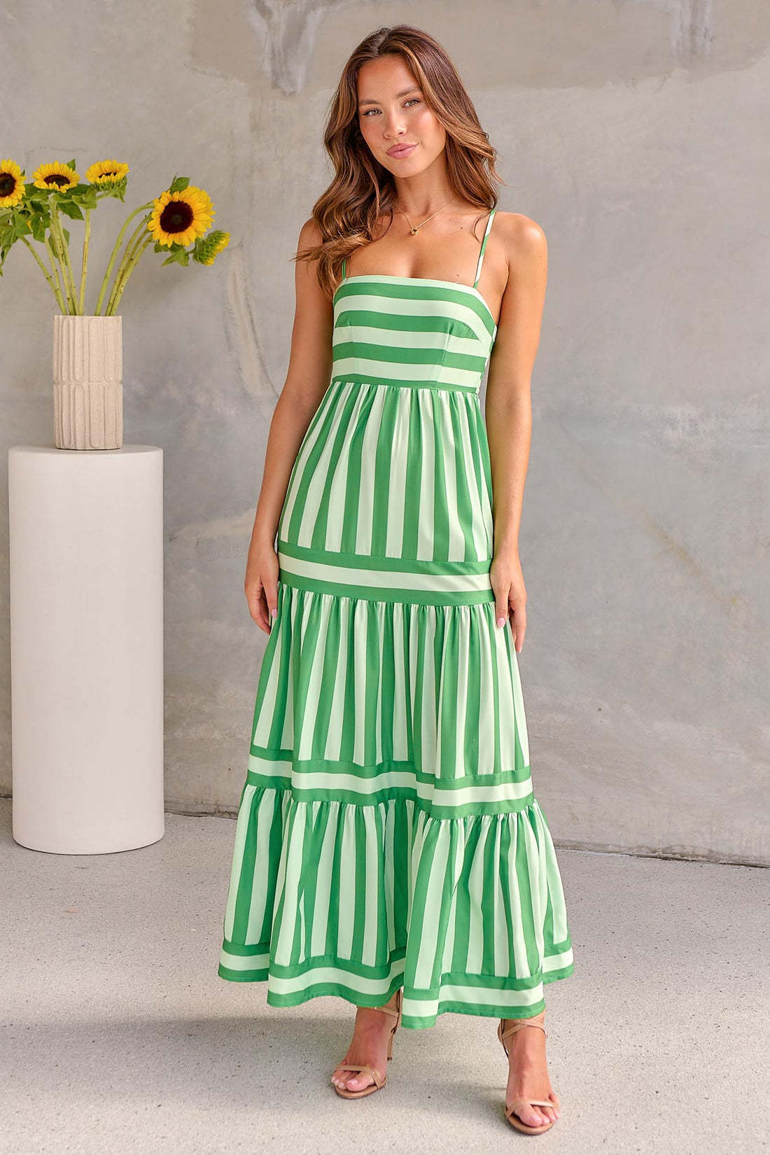 Robe Longue Rayée Estivale à Bretelles