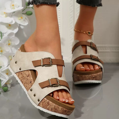 Sandales Compensées à Boucle